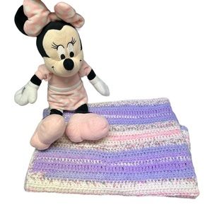 Sweet crochet baby blanket, Disney Baby Minnie Mouse Plush Doll 24 Inches.